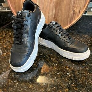 Nike black platform Air Force Ones. Size 9